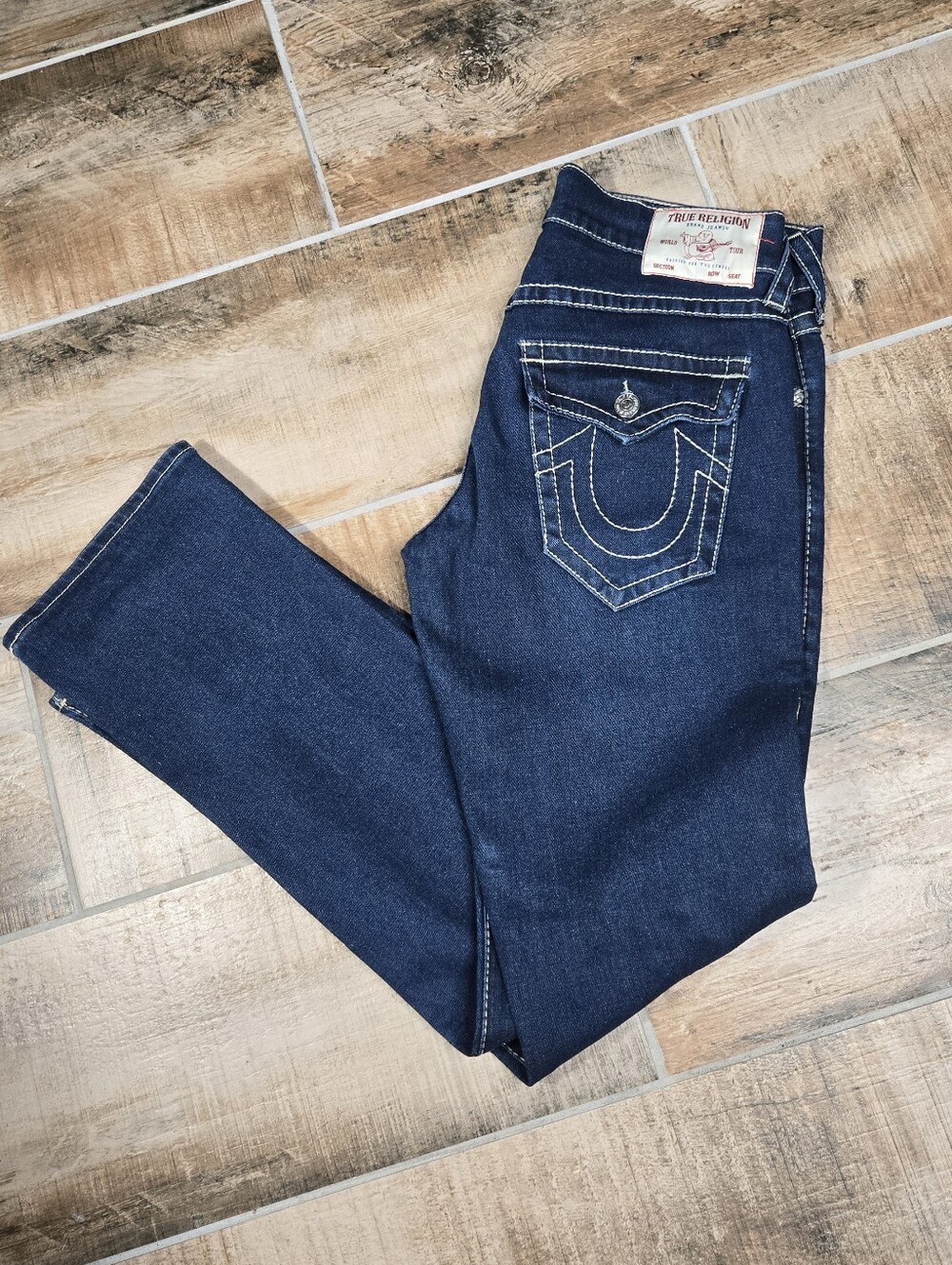 True Religion Ricky Big T Jean Mens Size 31 Straight Leg Dark Blue Denim